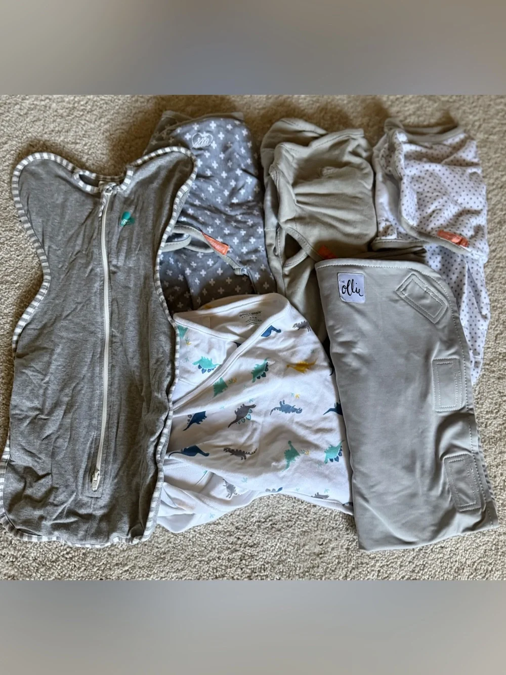Bundle of 6 Swaddles from Love to Dream, Ollie, SwaddleMe, and Aiden + Anais